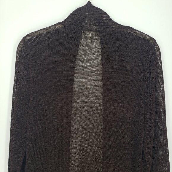 Chico's Open Front Long Cardigan Sweater M Open Knit Lightweight Brown - Picture 7 of 9